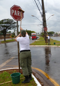 Mutirão organizado pela CMTU vai limpar placas de sinalização da cidade
